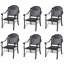 Chaise de patio en fonte d'aluminium 6 pièces avec cadre noir et coussins rouges-963868559