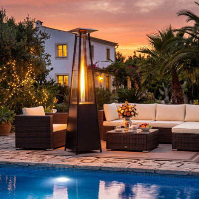 Chauffe-terrasse autoportant 45 000 BTU avec couvercle et roulettes