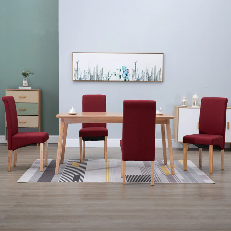 Chaise d'appoint rembourrée avec structure en bois, Rouge, 4