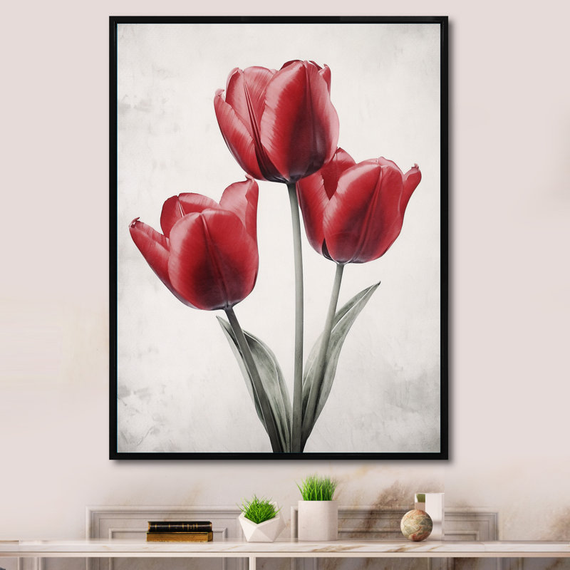 Tulip Dreams I, Black Floater Framed, 32" H x 24" W x 1" D