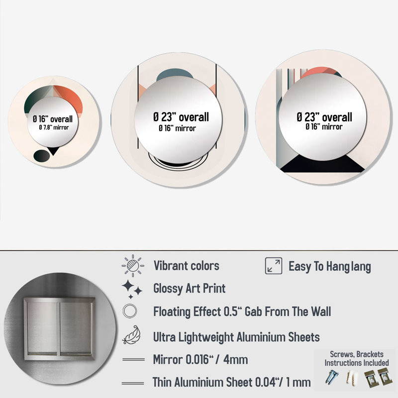 Miroir mural rond en aluminium Hakizimana