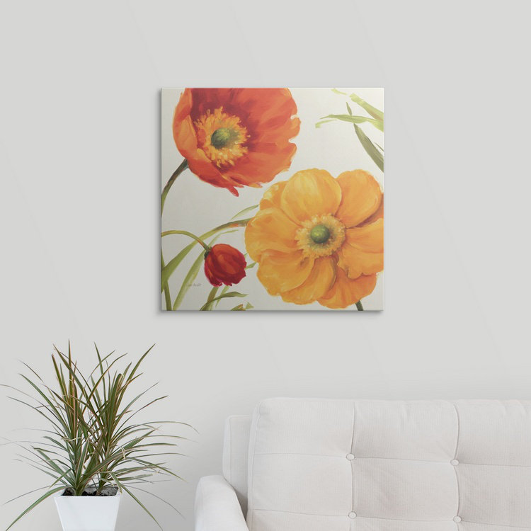 Poppies Melody " Poppies Melody II " by Lisa Audit, 35" H x 35" W x 1.5" D, Canvas