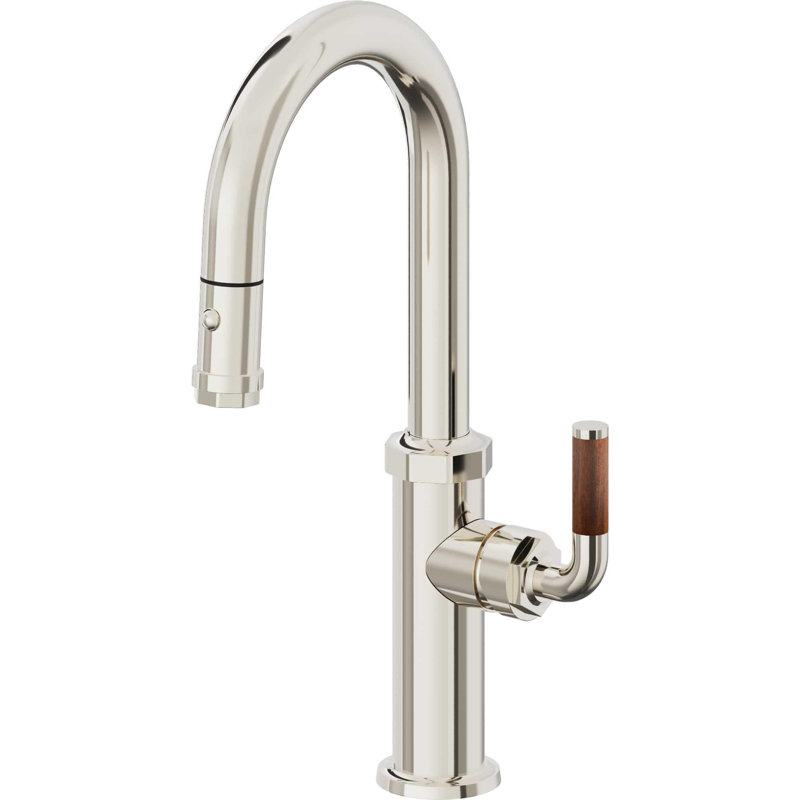 Pull-Down Prep/Bar Faucet With Button Sprayer, Polished Nickel