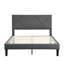 Structure de lit double pleine grandeur, tissu gris, tête de lit, support en bois, sans sommier, lit à assemblage simple, lattes, assemblage facile, support de matelas