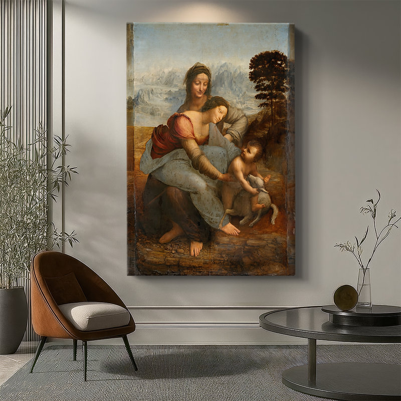 La Vierge et l'enfant avec Sainte Anne - galerie d'art sur toile tendue par Leonardo Da Vinci, 32 x 48