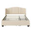 Grand lit plateforme tapissier avec tête de lit à oreilles, 2 tiroirs, lit gigogne, sans sommier, tête de lit en lin beige, grand lit, tissu simple-130429209