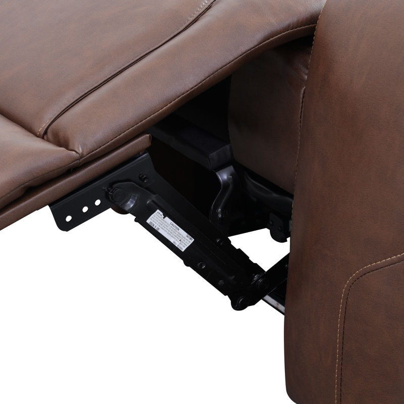Ensemble de canapé de salon inclinable 3 pièces cognac espresso avec haut-parleurs Bluetooth, recharge sans fil et lumières DEL