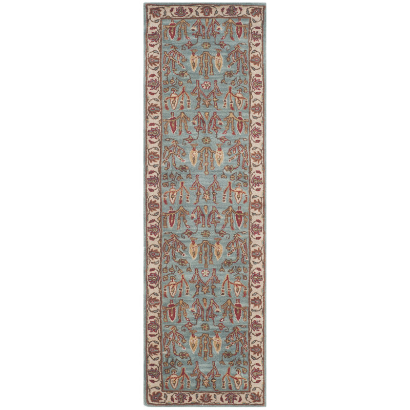 Malone Hand-Tufted Wool Blue/Brown Area Rug, Runner 2'3" x 8'