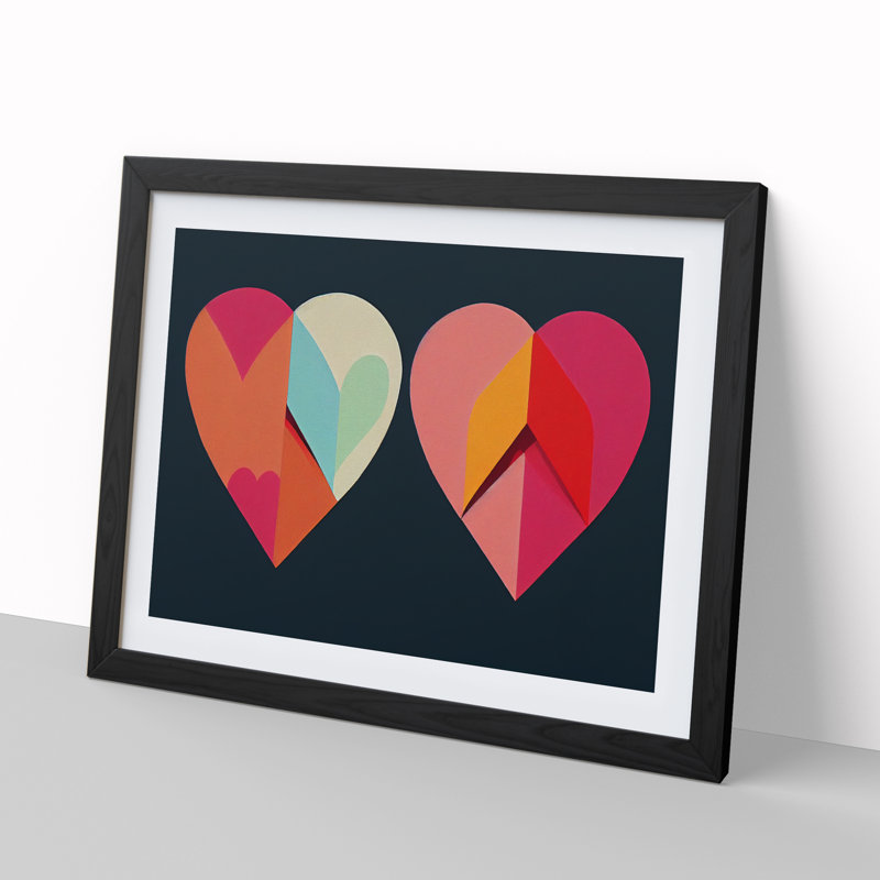 Abstract Art Love Heart Vol.2 - Single Picture Frame Painting, Black, 46cm H x 64cm W x 2cm D