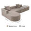 Canapé modulaire confortable en forme de L avec repose-pieds mobile, conception désossée pour le salon et la chambre à coucher, aucun assemblage requis