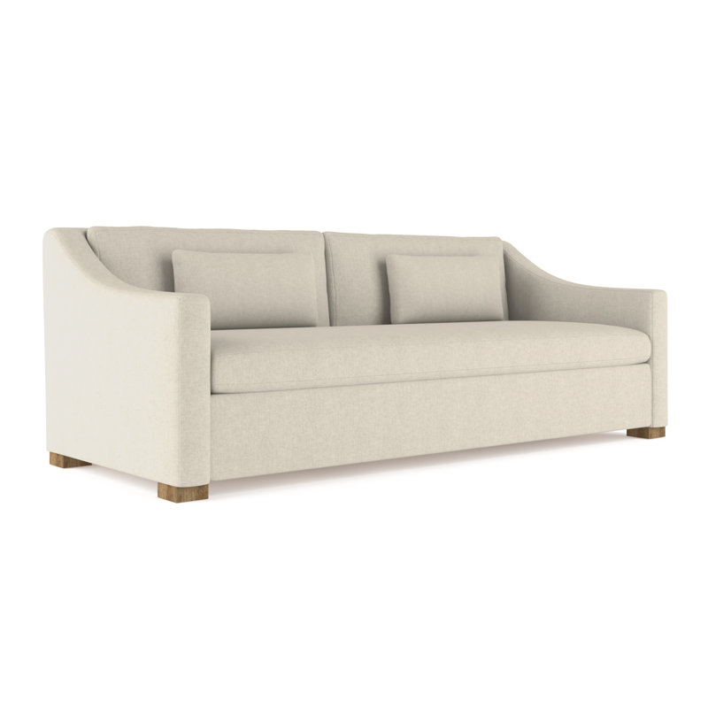Crosby Slope Arm Sofa, Box Weave Linen Oyster, 32.5" H x 96" W x 38" D, Natural