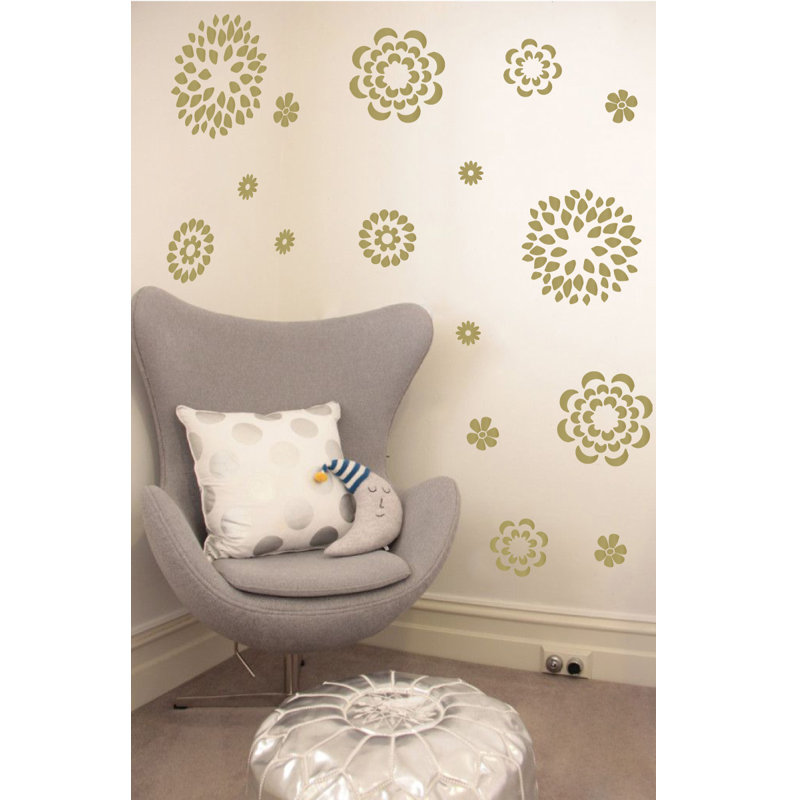 Plants & Flowers Non-Wall Damaging Wall Decal, 19" H x 24" W x 0.01" D, Gold