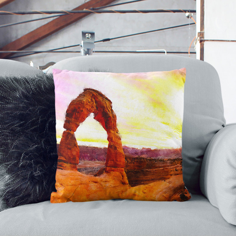 Stone Arch In The Moab Desert Square Throw Cushion, 40cm H x 40cm W x 15cm D