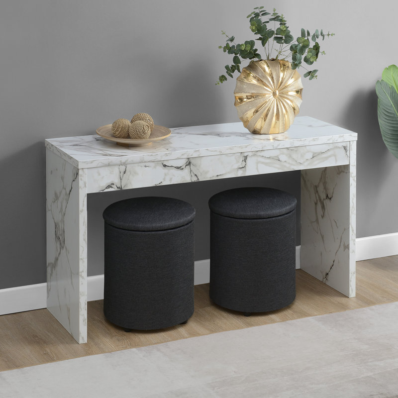 Console Brene, Faux marbre blanc