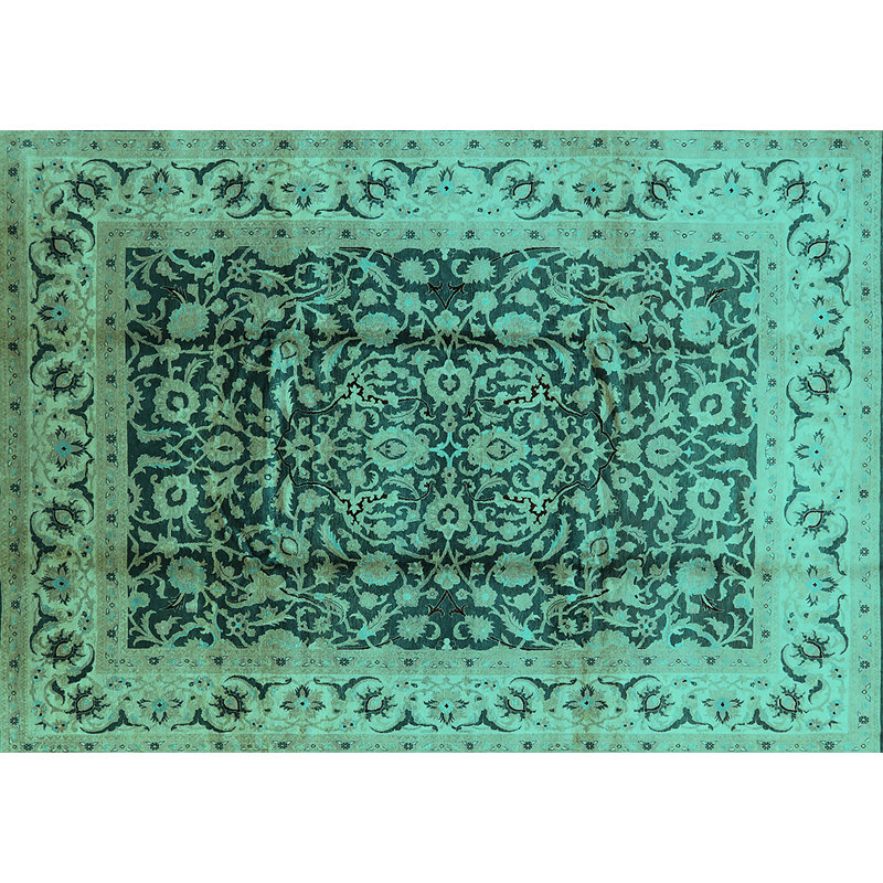 Tapis oriental en laine / polyester tissé à la machine en bleu, Rond 8 pi