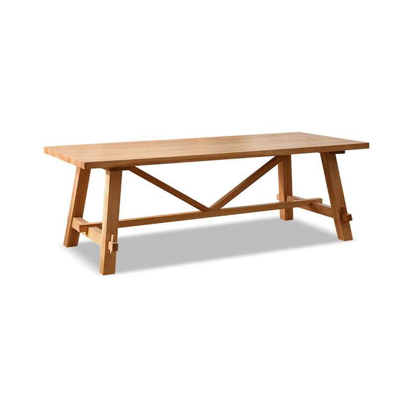  Burlywood Rectangular Solid Wood Dining Table, 29.53"H x 78.74"L x 35.43"W