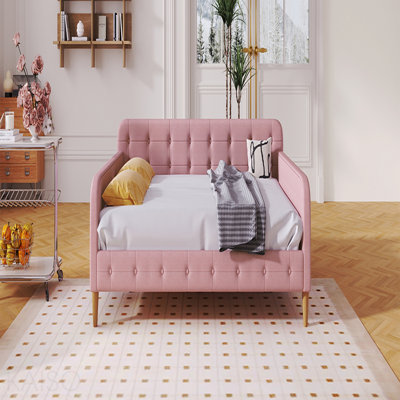 Lit de jour double en tissu de lin