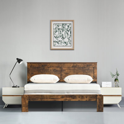 Gambrill Wood Platform Bed Frame,Noise Free,No Box Spring Needed,Large Under Bed Storage