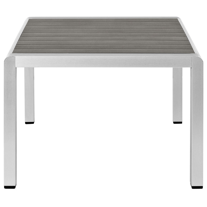 Shoreline Silver Gray Aluminum Outdoor Patio Coffee Table