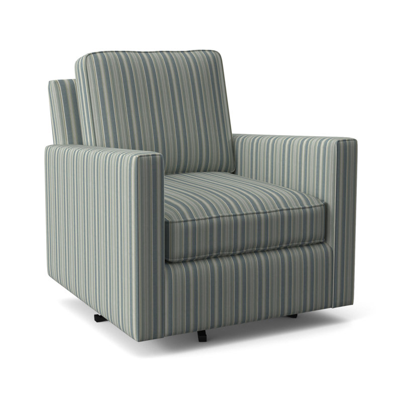 Nicklaus Cotton Swivel Armchair, Green and Blue Stripe; 0252-54
