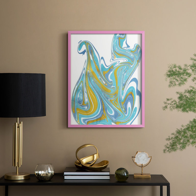 Galaxie IV Framed Print - Solid Wood, 30" H x 24" W, Pink