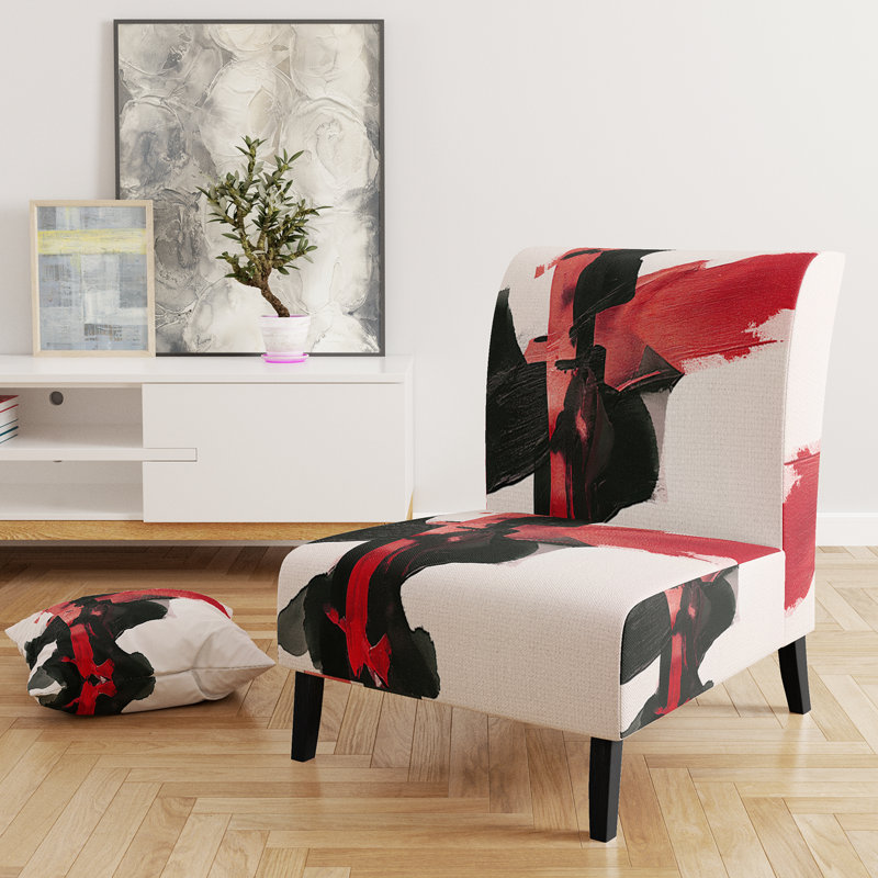 Fauteuil de chambre rembourré Geometric IV, Rouge / Noir / Blanc