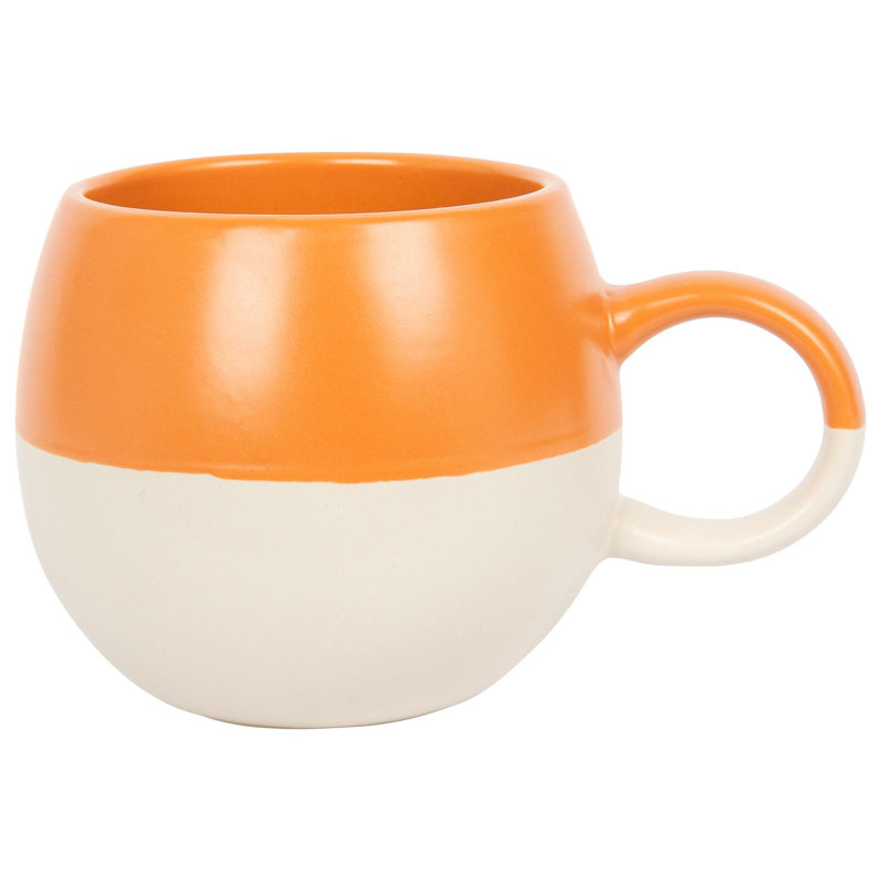 Nicola Spring - Dipped Stoneware Sphere Mug - 340ml, Orange