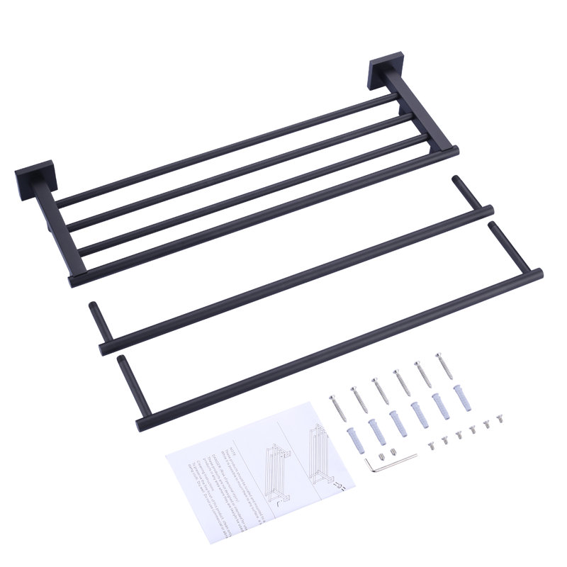 Matte Black 24" Stainless Steel Wall Mounted Towel Rack