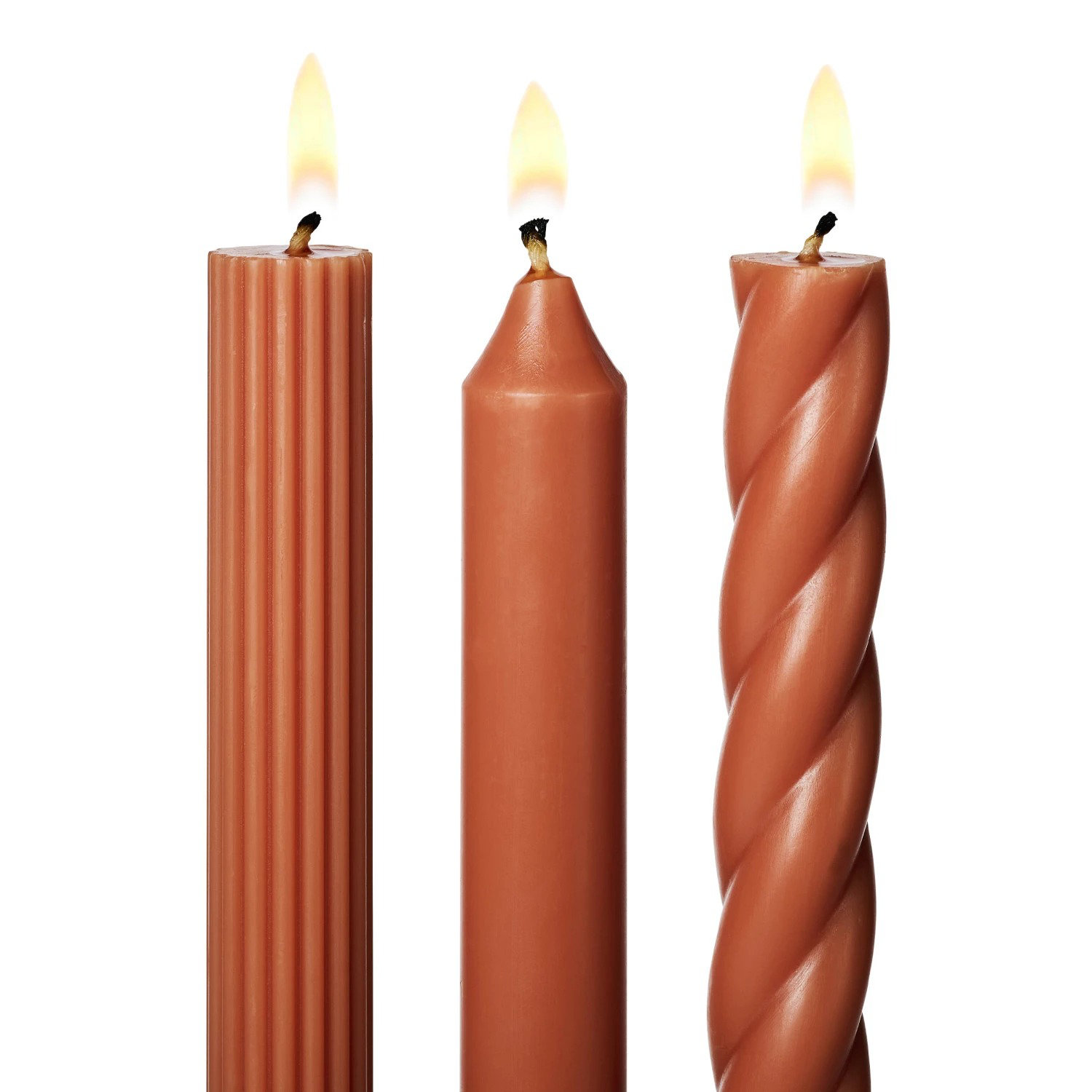 Beautifully Done Unscented Taper Candle Set, Terra Tabac