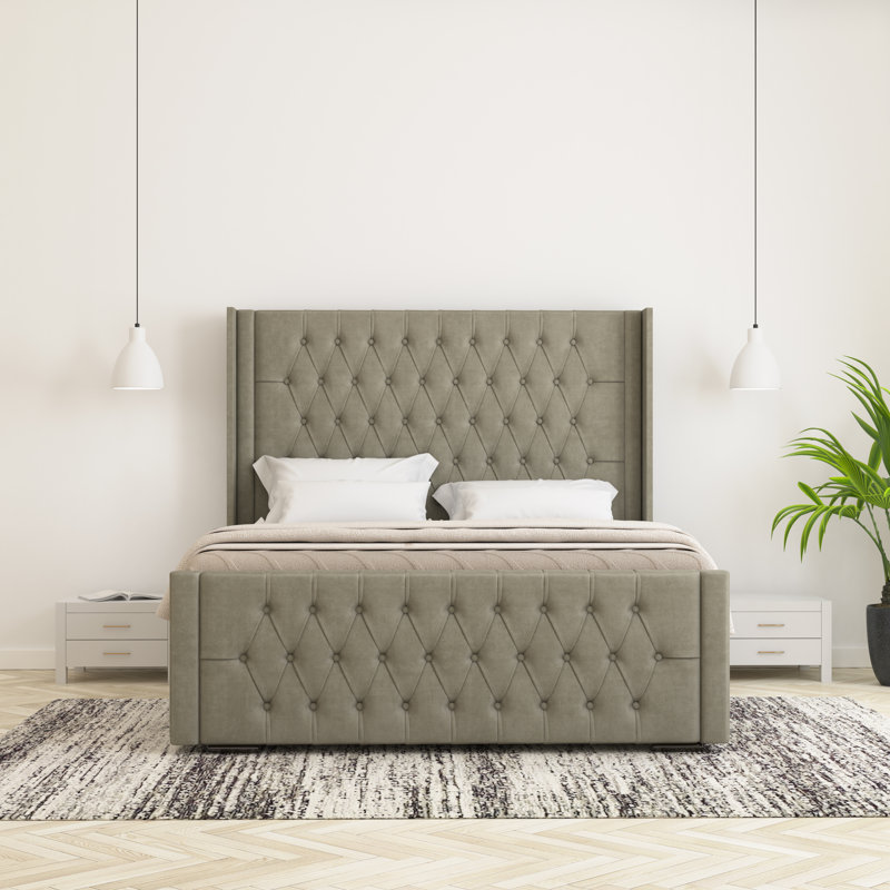 Raoul Upholstered Bed Frame, Asphalt, Double (4'6)