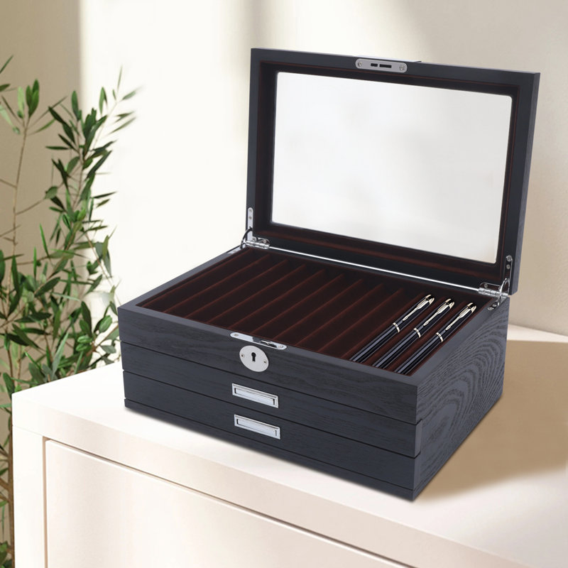 Boîte de rangement en bois pour stylo plume de luxe
