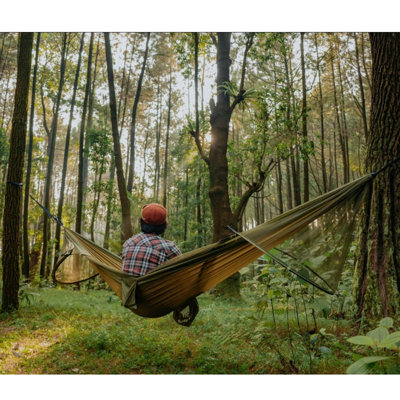 Outdoor Hammock With Removable Mosquito Net & Sun Shelter 