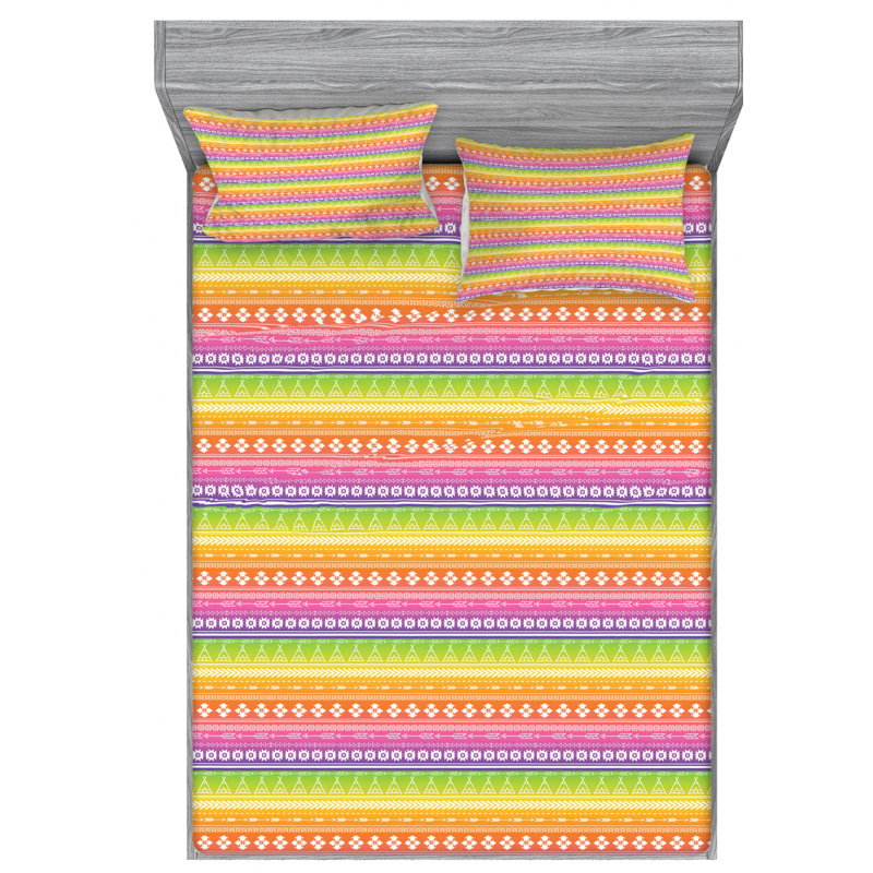 Microfiber Striped Sheet Set, Queen Sheet Set with Fitted Sheet