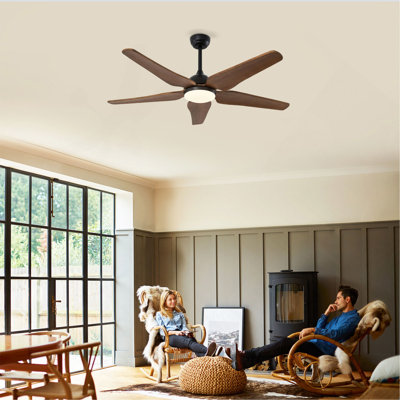 Ventilateur de plafond 52 po avec lumières Ventilateurs de moteur à courant continu silencieux à 6 vitesses, ventilateur de plafond réversible, pour salon de patio, chambre à coucher