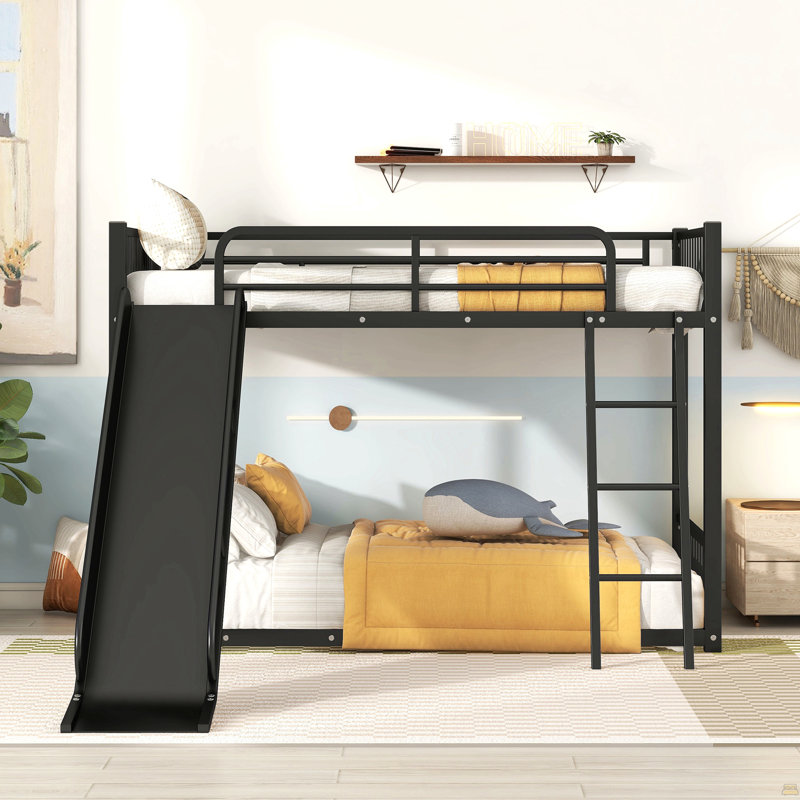 Metal Bunk Bed With Slide, Watsons Over Watsons, Black