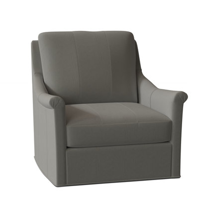 Olivia 34.5" W Top Grain Leather Swivel Armchair