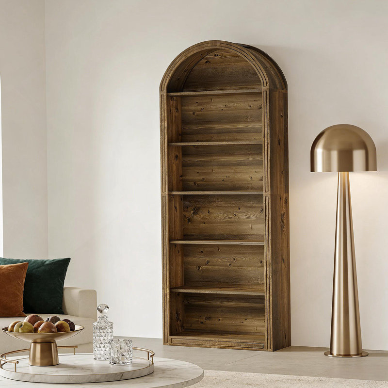 Chic Bookshelf,Wooden Display Shelving Unit,Arched Bookcase