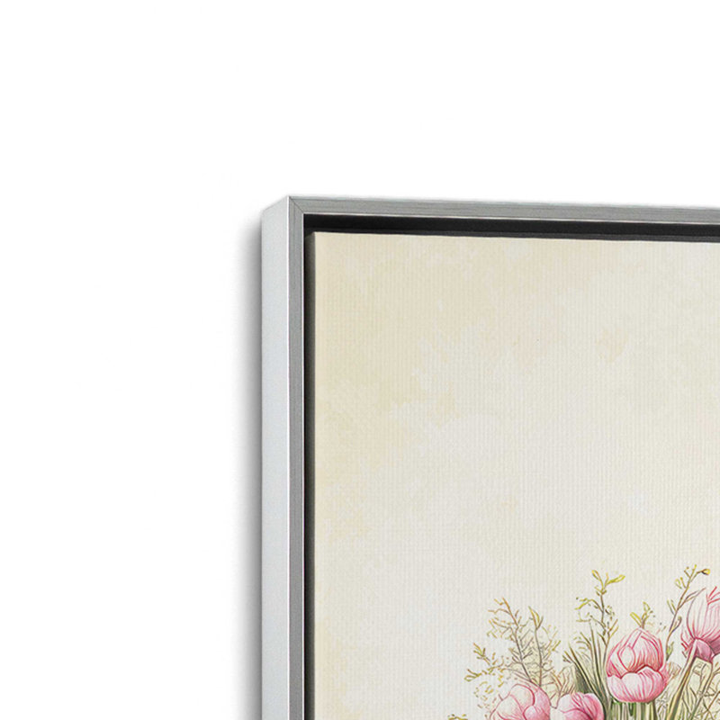 "Floral vélo I" par Nicole DeCamp, reproduction d'art, Toile avec cadre, Argent, L 36 x H 36