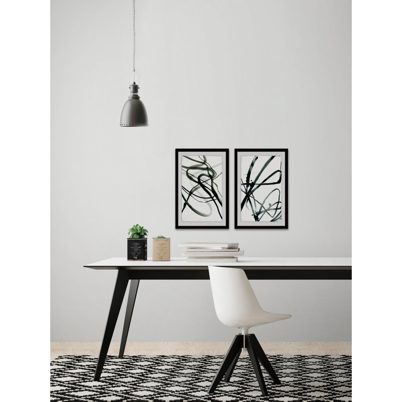 «Toxic Lines Diptych», ensemble de 2 reproductions de cadres photo sur papier, noir / blanc, L 24 po x H 36 po