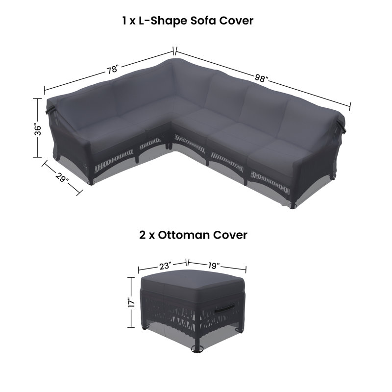 Direnzo 98" Wide Outdoor Conversation Set Group Seating Sectional Sofa Covers