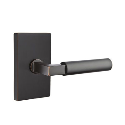 Round Privacy (Bed & Bath) Door Lever with Rectangle Rosette