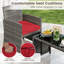 Ensemble de conversation de patio 4 pièces avec coussins de siège et plateau de table en verre trempé, extérieur rouge + gris
