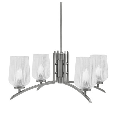 Kurve Light Chandelier With 5" Clear Textured Glass