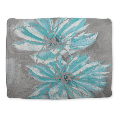 Blue Floral Botanical Braided Placemat - Two Little Abstract Flowers