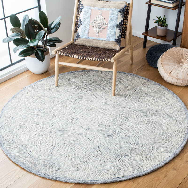 Ahmya Hand Tufted Wool Abstract Rug, Round 6'