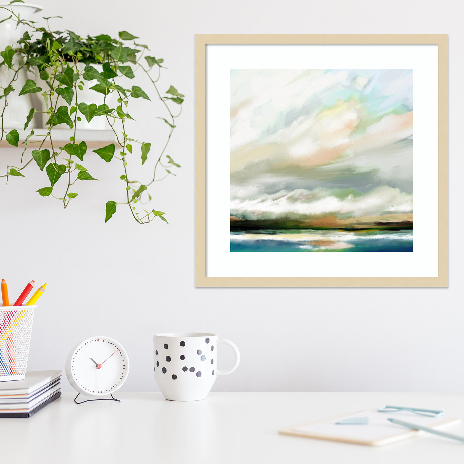 Sunday Morning by Mary Sparrow, Framed Print, 25" H x 25" W, White