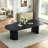 Expandable Dining Table, 45" To 105" With Vertical Fluted Double Pedestal Base, 4 Adjustable Lengths, Seats 2-10, Modern Farmhouse Kitchen Table-1160551648