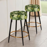 Green Banana Leaf Bliss Tropical Pattern V - Tropical Bar Stools Set Of 2