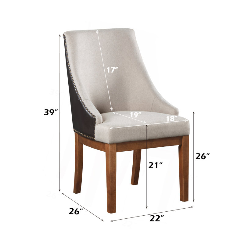Ensemble de 2 chaises d'appoint en tissu synthétique Gilsea, cuir synthétique brun et finition brune