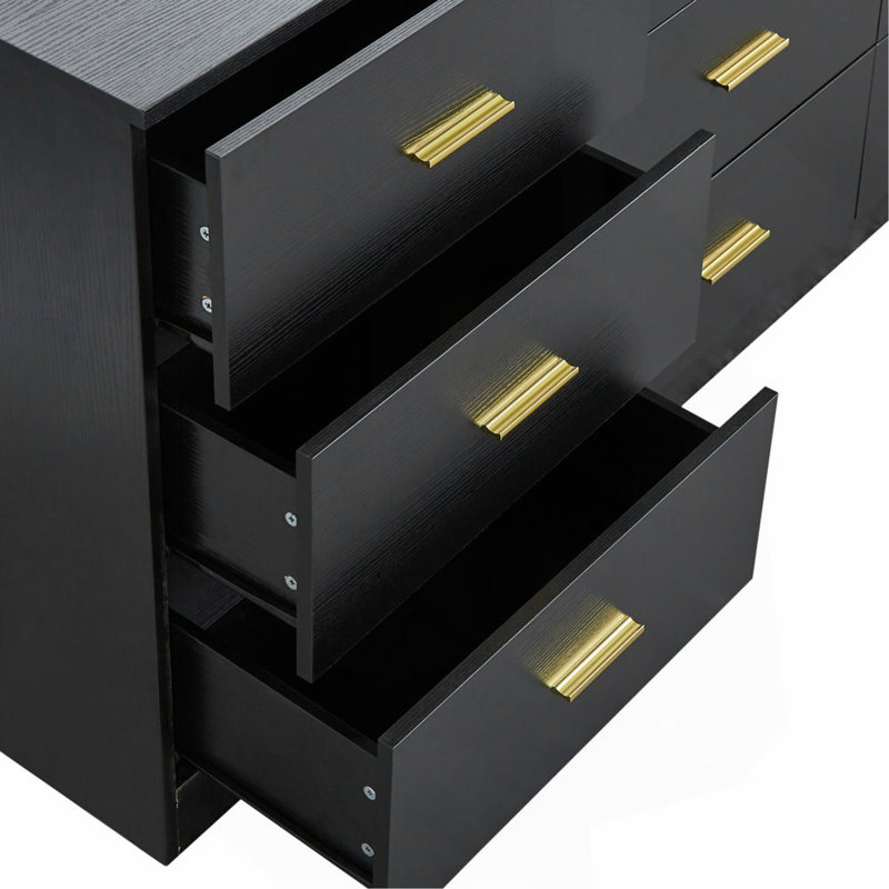 Commode moderne à 9 tiroirs pour la chambre à coucher - Vaste commode de rangement, robuste et sécuritaire, Noir